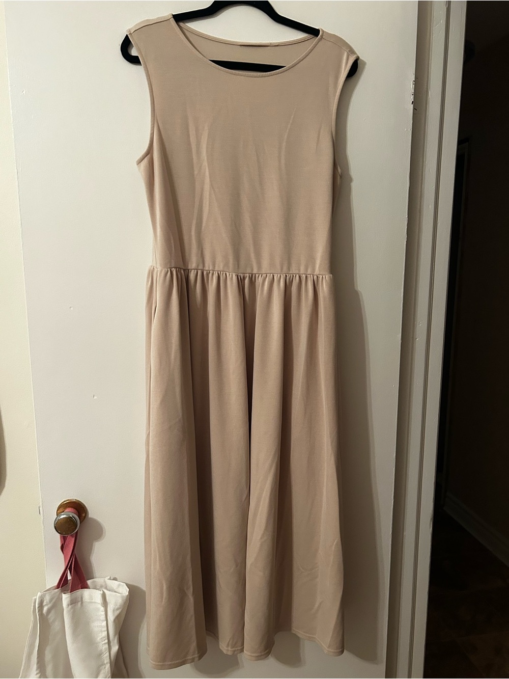 Sleeveless Beige Midi Dress - Unknown Brand